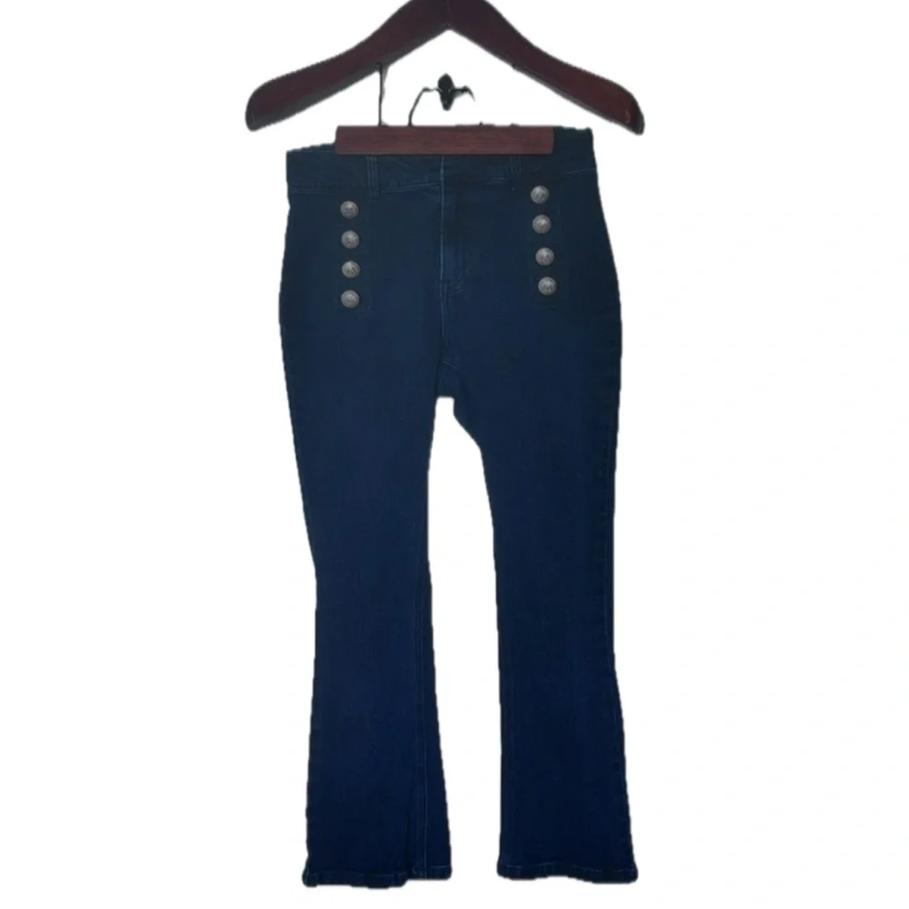 Generation Love Amirah High‎ Waist Sailor Button Front Crop Bootcut Jeans Sz 26